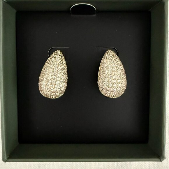 Jewels by Sunaina Narina Stud Earrings Gold CZ Teardrop Statement - Picture 10 of 12
